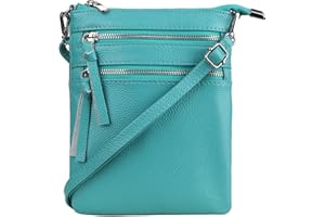 befen Women's Cross-body Bags, Genuine Leather Shoulder Handbags Functional Multi Pocket Small Cross Body Purse for Women-Turquoise