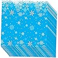 Blue and White Snowflake Christmas Party Paper Napkins,20Pc Winter Snowflakes Tissue Frozen Party Napkin Christmas Dinner Dessert Paper Napkins for Winter Holiday Xmas Frozen Party Supplies Decoration