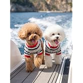 Yacht Club Marin &Ccedil;izgili K&ouml;pek Tiş&ouml;rt&uuml; | Lacivert Kırmızı Yazlık K&ouml;pek Kıyafeti | K&uuml;&ccedil;&uuml;k Irklar
