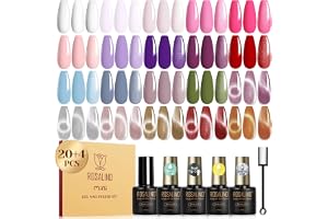 ROSALIND UV Lack, 24 ST Rosa Lila Grön Blå Halvpermanent Gel Lack Med Magnetiskt Kattöga Silver Rosa Röd Orange, UV/LED Minif