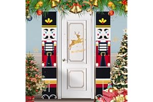Yideng 1 par 80 x 30 cm Cascanueces Decoraciones Navideñas, Poliéster 600D Navideñas De Cascanueces Pancarta Tamaño Natural Pancartas de Cascanueces para Puerta Porche jardín Interior Exterior (B)