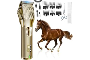 GHWMYD Tondeuse Sans Fil pour Chevaux Professionnelle, Électrique Rechargeable Toilettage Pour Chevaux Poil Long Epais Avec Moteur Puissant de 6200RPM, Poids Léger 400g