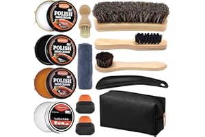 WERNMIND Schwarze Schuhcreme Braun Schuhputzset Leder Stiefel Schuhputzset Leder Pflege Wachs Reinigungsset für Männer Frauen