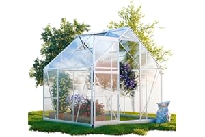 GARMIO® Gewächshaus Cuneo 190x190cm für den Garten, Alu Frühbeet inklusive Fundament, 2 Dachfenster Treibhaus Aufzucht Pflanzenhaus Tomatenhaus 3,7m² UV-Schutz