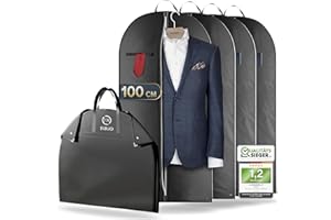 FR FIRIO FiRiO 4X Portatrajes Plegable I Material 50% MÁS Grueso I Porta Trajes Caballero o Mujer I Bolsa Portatrajes Hombre Viaje I Antipolillas Funda Traje Hombre I Antipolvo Fundas Ropa Armario I 100x60cm