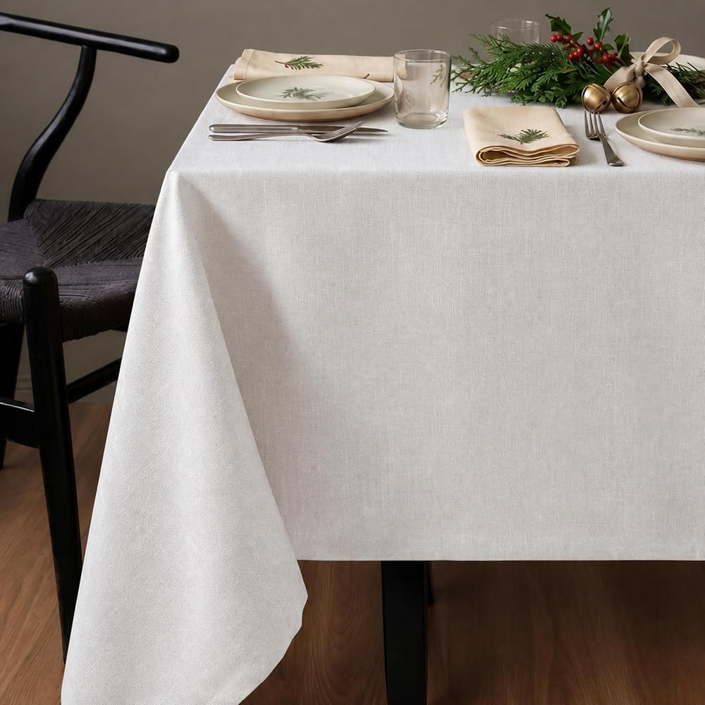 Gauze Fabric Design Capri Keten Dokulu Dertsiz Ütü İstemeyen Yüksek Kaliteli Beyaz Masa Örtüsü