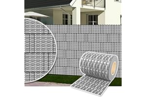 Plantiflex Sichtschutz Rolle 35m Blickdicht PVC Zaunfolie Windschutz für Doppelstabmatten Zaun (Rattan-Rustikal)