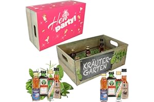 CREOLOGIC Kräutergarten Geschenksbox · Witzige Geschenkidee mit Alkohol für Mädels und Frauen · 8 x Kräuter-Likör · Hochwertige Geschenkbox · Mädelsabend · Henparty ·Girls Night Out