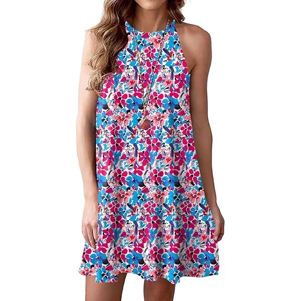 ODAWA Women's Sleeveless Summer Dress - Soft Loose Fit With Pockets, Chickens Floral Print, Casual Home & Outing Dress - View #4