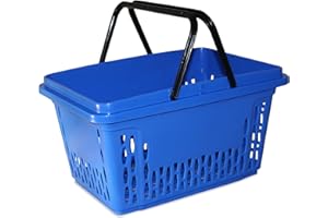 Gerso - 10 Cestini della spesa in plastica con 2 staffe, polipropilene da 40 litri, vari colori blu