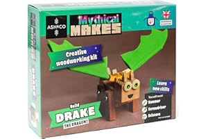 Ash & Co Mythical Makes Woodwork Kit for Kids | Build Your own Dragon Model | Fun Wood Craft kit for Age 6+