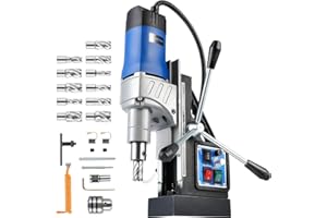 ZELCAN 1550W Trapano Magnetico con 11 Punte 13000N Trapano a Colonna Magnetico Portatile a Diametro di 50mm con 580 rpm Controllo Reversibile Velocità Continuo per Superfici Metalliche