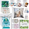 114Pcs Sublimation Blanks Products, Sublimation Blanks Set Including DIY Blank Makeup Bag, Keychain, Earring, Pillow Cover, Mouse Pad, Coaster, Garden Flag for Sublimation Transfer Heat Transfer Craft