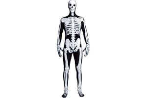 Spooktacular Creations Skeleton Bone Bodysuit Halloween Costumes Skin for Men with Skeleton Hood Mask
