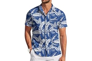 TARAINYA Camisa Hawaiana Hombre Verano Funky Flores Estampada Aloha Palmera Flamencos Hoja Palma