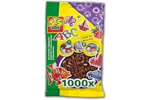 SES Creative Iron On Fuse Beads, 1000 Beads for Arts and Crafts, Mosaic Crafting Decoration, Set of Melting Beads for Children and Adults 5+, Dark Brown