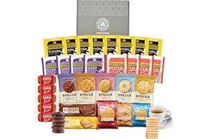 A AMOUSA Tea and Biscuits Gift Set-Tea and Biscuit Hamper including 50x items | Tea Gift Set, Birthday Hamper Tea Sets, Christmas Tea Gift Set, Afternoon Tea Hamper