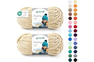 Gründl Wolle Funny uni - weiche Chenille Wolle zum Häkeln - Kuschelig und hautfreundlich - 100% Polyester - 2 Knäuel 100 g / 120 m - Nadelstärke 5-6, Beige