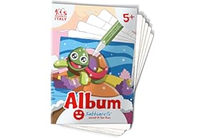 Sabbiarelli Sand-it For Fun- Album La mer : 5 dessins préencollés à colorier avec le sable (sable non inclus), pour garçons et filles 5 Ans+