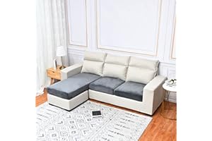 QELUS Velvet Sofa Seat Cushion Cover, 1/2/3/4 Seaters L-Shaped Couch Seat Slipcover, Furniture Protector Cover Separated (Dark Gray,4 Seater)
