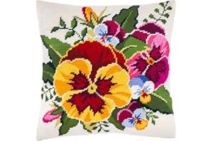 BRVSK Pansy. Needlepoint Kit Jeté Oreiller 16×16 Pouces Toile Tapisserie Imprimée Qualité Européenne