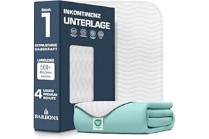 ‎BARBONS Barbons Inkontinenzunterlage waschbar Matratzenschutz 75x90 - wasserdichte Bett Inkontinenzauflage matratzenauflage Bettunterlage waschbar nässeschutz matratzenauflage (75x90 cm)