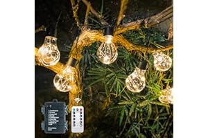 DSLebeen Festoon Lights Outdoor Battery Powered: 9m 30ft Waterproof Battery Fairy Lights 12pcs A60 Large LED String Bulb Light with Remote Control Decorative Lighting for Garden, Patio, Christmas