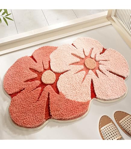 LXqlSS Set di 3 tappeti da bagno con fiori di rosa viola, tappeti da bagno antiscivolo assorbenti a forma di U tappetino da doccia set copriwater