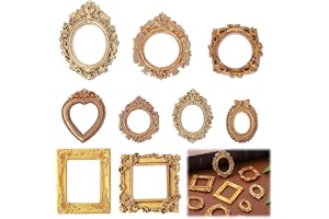 Nogeqi Set med 9 vintage fotoramar i harts - Barockstil - Liten retro fotoram - Ingen glasram eller bakvägg - För väggdekorat