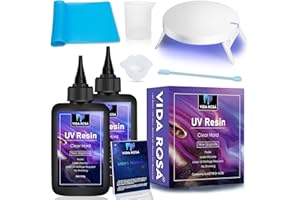 VIDAROSA VIDA ROSA 200g UV Resin Kit with Upgraded UV Lamp 24W,Ultraviolet Epoxy Resin Hard,UV Resin kit light Starter Jewelry Making Kit for Craft Beginner, DIY Crafting