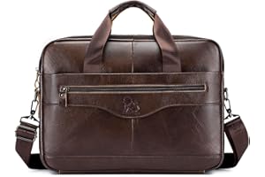 HEBETAG Leder Business Messenger Bag Aktentasche Handtasche für Männer Tragen Sie alle Laptop-Schutz für 14-Zoll-Computer Crossbody Shoulder Pack Pouch Kaffee