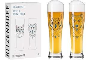 Ritzenhoff 3481001 Verre à bière de blé 500 ml - set de 2 - série Brauchzeit Set N° 1, 2 pièces avec impression numérique multicolore