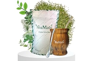 YesMate Yerba Mate Starter Kit – 200Gr Loose Leaf Yerba Mate Tea UK Set with Traditional Gourd, Stainless Steel Bombilla & Cleaning Brush – Authentic Beginner Mate Tea Set & Gift (200Gr)