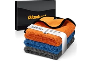 QIUSMART Mikrofasertücher Trockentuch Dusche 3er-Set: Schnelltrocknendes Auto Tuch, Extrem Saugstarke Poliertuch Reinigungstuch, 100% Fussel-frei für Autos, Duschkabine & Haushalt (Orange, Blau, Grau, 40x60cm)