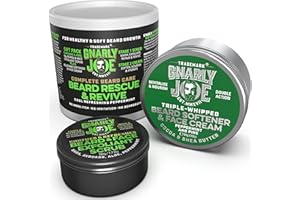 TRADEMARK GNARLY JOE EST.MMXVII Gnarly Joe Beard Rescue & Revive Gift Pack - Beard Softener 85ml & Exfoliant 50g Set for Men - Beard Cream & Face Scrub with Cocoa Butter, Peppermint & Coconut - Beard Conditioner - Made in UK