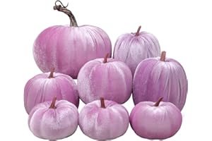 Meiwlong 8 Stück Künstlich Gefälscht Lila Samt Kürbisse Halloween Schaum Dekoration Herbst Ernte Party Requisiten