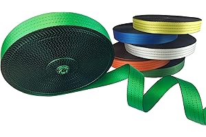 FIP CENTER Cinghia di fissaggio in poliestere al metro, resistenza 5 tonnellate, larghezza 50 mm, con bordi neri e 3 reti nere, venduta in rotolo (50 m, verde)