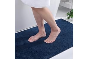 Homaxy Chenilowy, antypoślizgowy dywanik łazienkowy, nadaje się do prania, miękki, chłonny dywanik prysznicowy do łazienki, 40 x 60 cm, granatowy