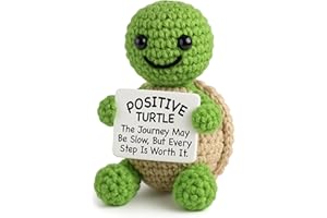 DGPLUS Positive Turtle Handmade Crochet Animal – Funny Birthday Gift for Women, Girls, Boys – Cute Emotional Support Present, Stocking Stuffer for All Ages & Occasions