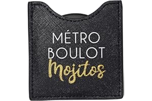 DRAEGER PARIS 1886 Draeger – Specchio rotondo da taschino con scritta "Metro Boulot Mojitos", ideale come regalo di compleanno, per tutte le occasioni, dimensioni: 8,5 cm x 8 cm