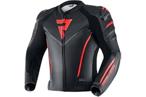 REBELHORN Fighter Chaqueta de Moto de cuero Protectores de codos y hombros Chaleco Softshell impermeable y resistente al viento Elementos reflectantes ventilación 4 bolsillos