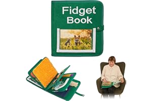 ODOXIA Libro Sensoriale Per Demenza Senile | Coperta Sensoriale Per Demenza Senil | Prodotti Demenza Senile Per Anziani | Fidget Book | Ideale Per Alzheimer, Demenza, Asperger, Autismo, Ansia (Green)