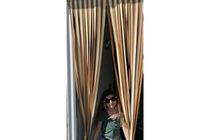 HOLLAND PLASTICS ORIGINAL BRAND Heavy Duty Bug Blind,Strip Blind/Fly Blind-90cm wide- Complete with self adhesive fitting hooks for uPVC Door frames- Largest available! (OLD GOLD/CREAM)