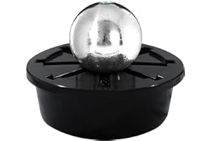 Primrose 28cm Silver Polished Sphere Stainless Steel Water Feature with LED Lights & Reservoir Included