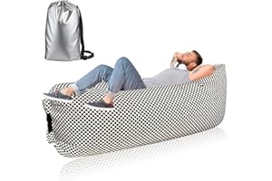 Dwafill Aufblasbares Camping Sofa Strand, 230 * 70CM Luftsofa Outdoor, Luftsack, Airlounge, Luft Sitzsack, Outdoor Liege Couch, für Picknicks, Gärten, Musikfestivals (Gittertuch, Braun kariert)