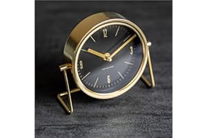 ‎ZEYA ZEYA Moderne Tischuhr Gold schwarz Metall [lautlos], analoge Standuhr Ø 15 cm [ohne Ticken], Uhr zum Hinstellen als attraktive Home Deko Wohnzimmer, Präsent zu Weihnachten