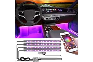 YiLaie - Luci interne a LED per auto, sincronizzazione Bluetooth con app musicale, colori RGB, per auto con accendisigari, luci ambientali multicolore, per cruscotto