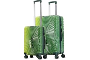 PREVEL Luggage Sets of 2 | 100% Polycarbonate Suitcase – Cabin (20 Inch) + Check-in (28 Inch) | Smart Luggage with Built-in Weighing Scale (in Check-in Only) | Hard Shell | 8 Spinner Wheels | Green