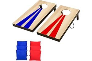 GoSports Jeu Cornhole Portable, 61 x 30,5 cm, avec 6 Sacs, idéal intérieur et extérieur (Motifs Classiques ou Bois au Choix)