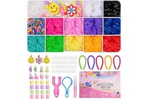 JHWELRG Loom Bänder Set, 12Farben Gummibänder Armbänder,Mini Set für Armbänder DIY Gummi Armband Basteln für Kinder Jungs Mädchen Geschenk
